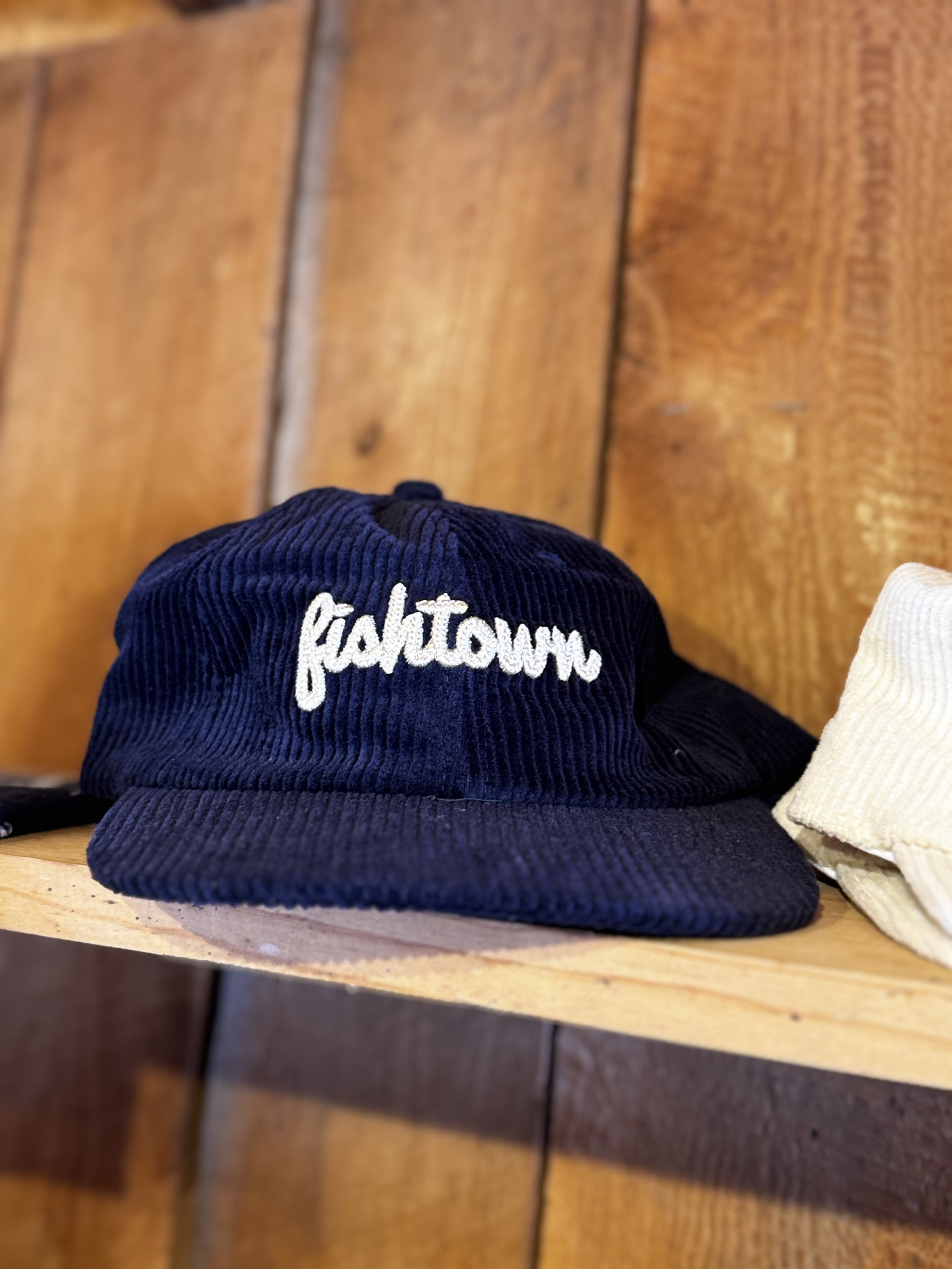 FISHTOWN Corduroy Hat in NAVY with bubble embroidery