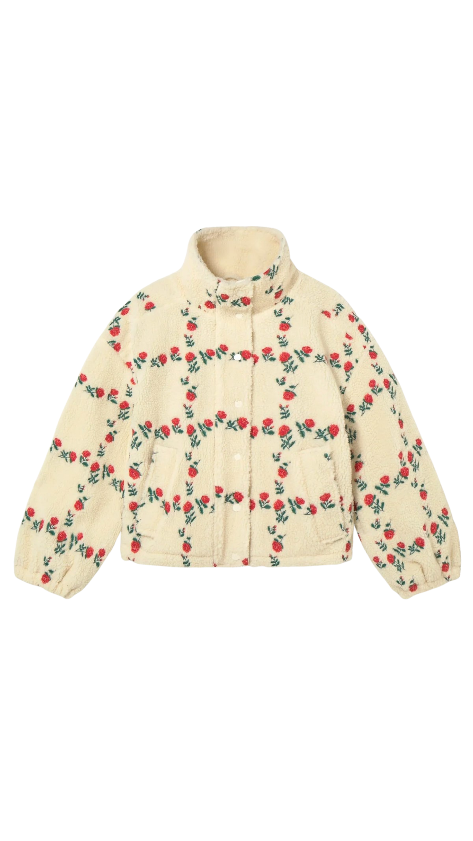 THE TINY BIG SISTER ROSES GRID SHERPA JACKET