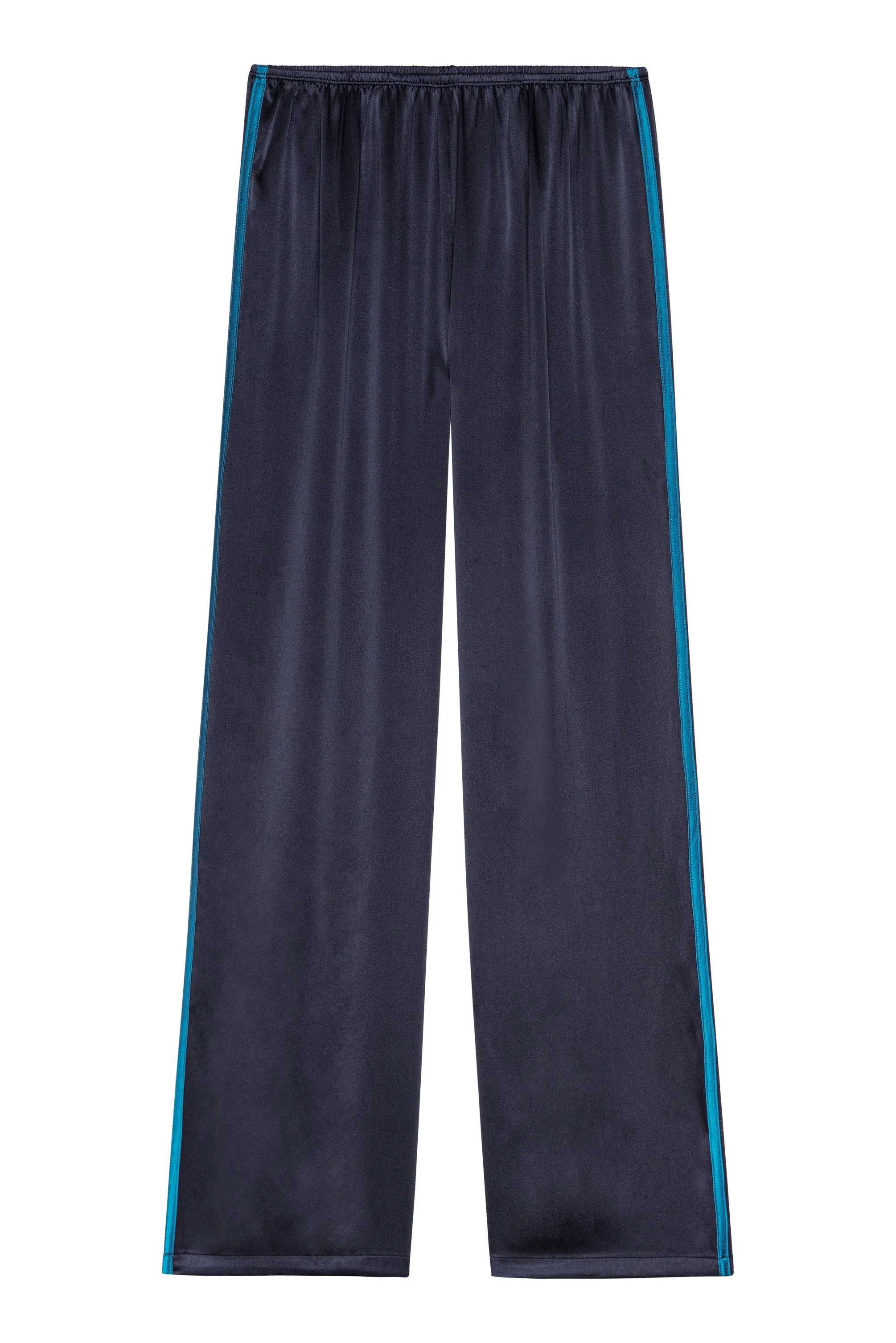 DONNI The Silk Stripe Simple Pant in Navy and Blueberry
