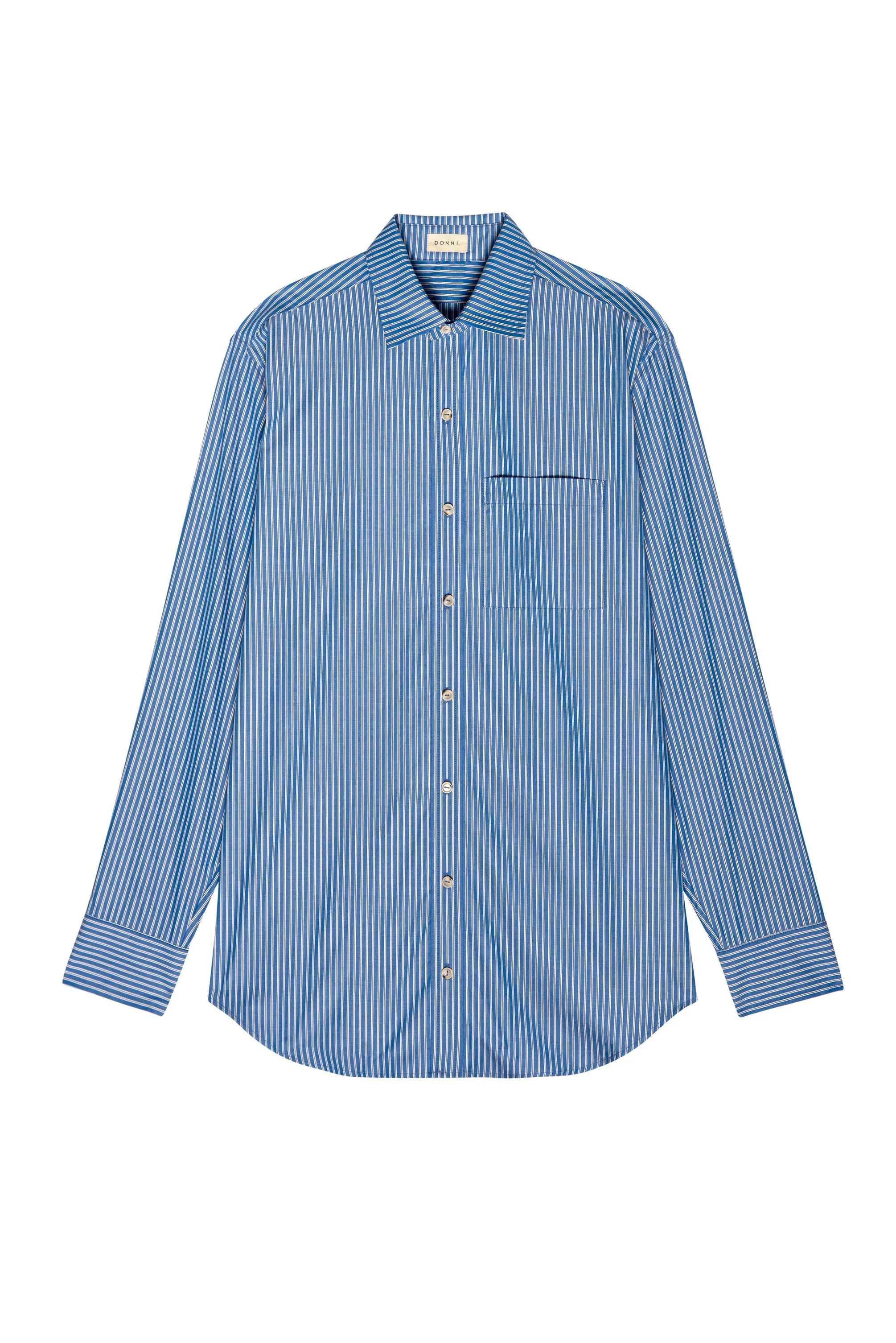 DONNI The Pop Shirt Azure Pinstripe Button Up
