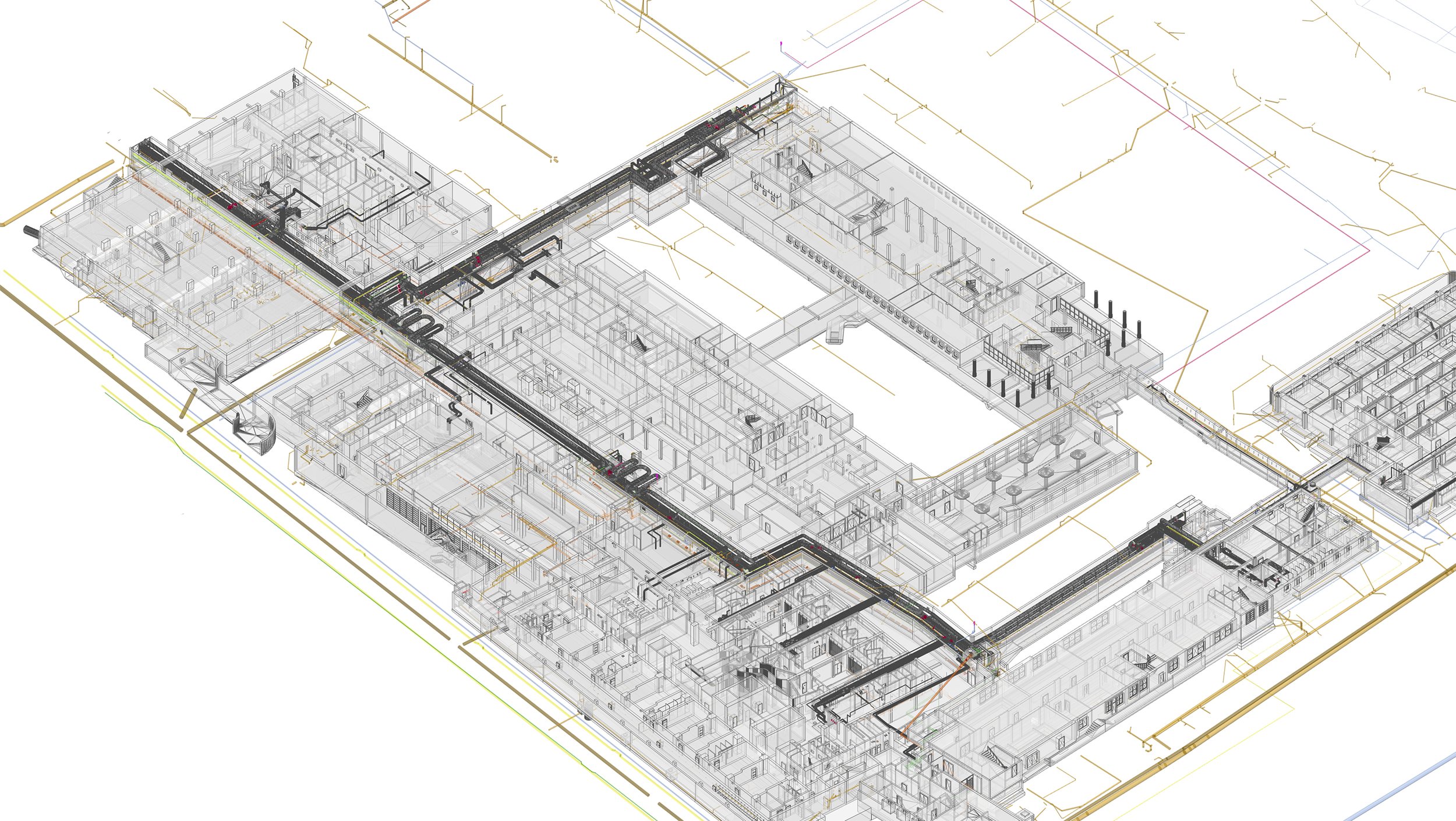  Untergeschosse + K- und ELT’s + Konsolen + Rohrleitungen gescannt und im Erdreich verlegt 