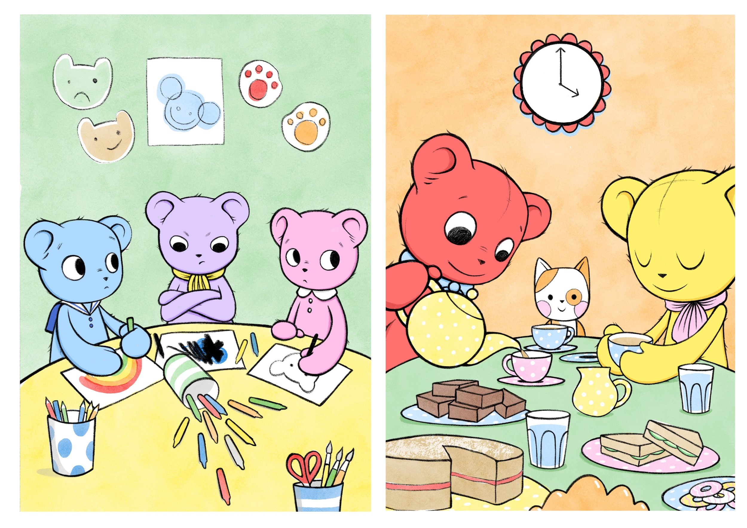 The Good Manners Bears - 'Rude Bear' & 'Table Manners Bear' page spreads 2020