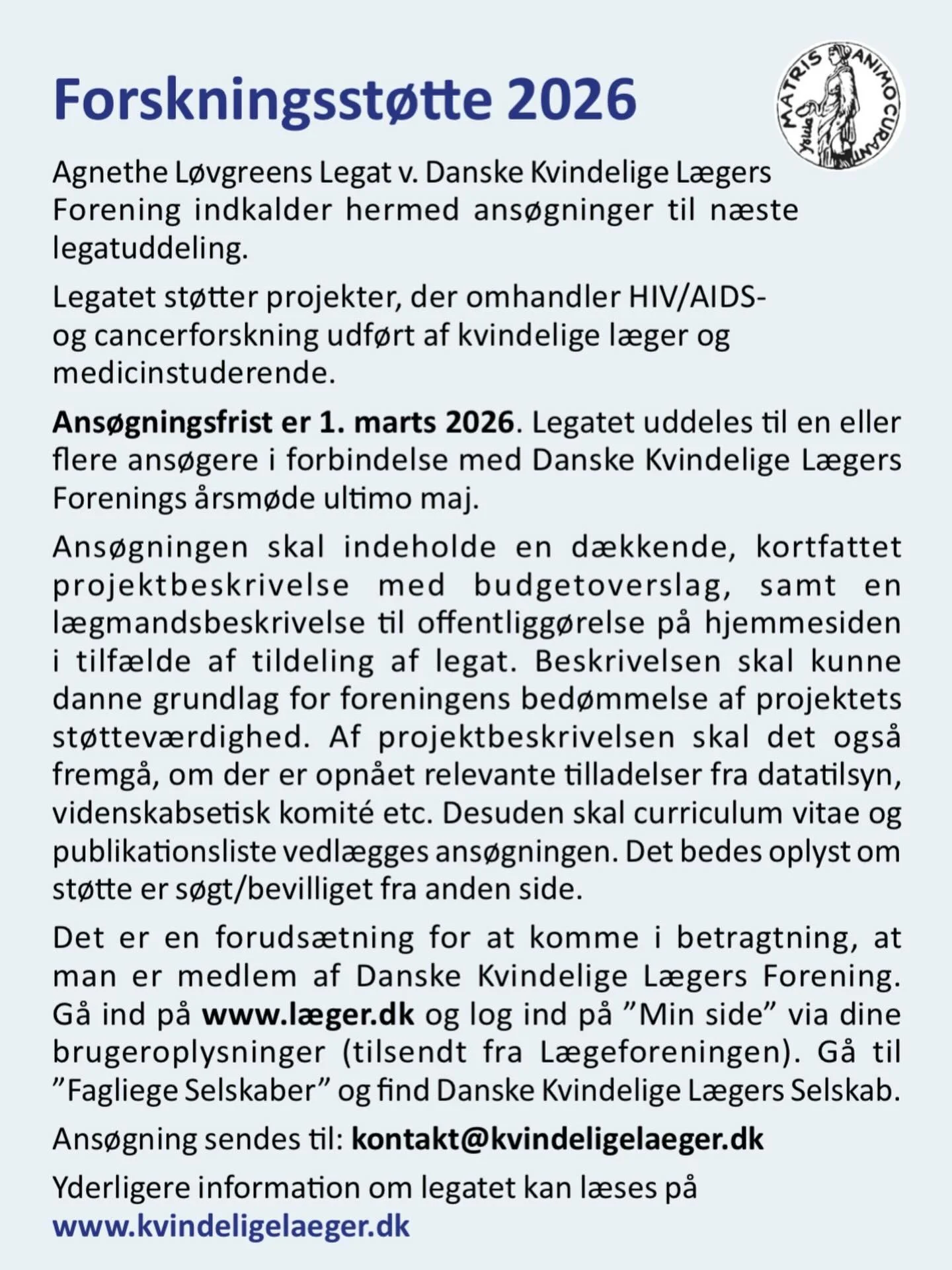 S&oslash;g Agnethe L&oslash;vgreens Legat inden 1. marts! 👩&zwj;🔬🧬🧪