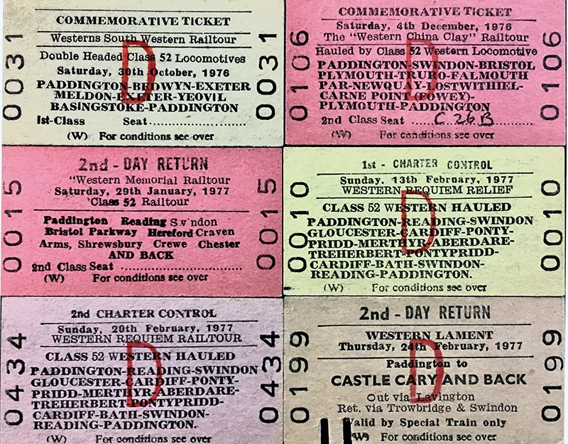 Special tickets were issued for the feast of tribute tours and speclals, here’s a few to job the memory banks…