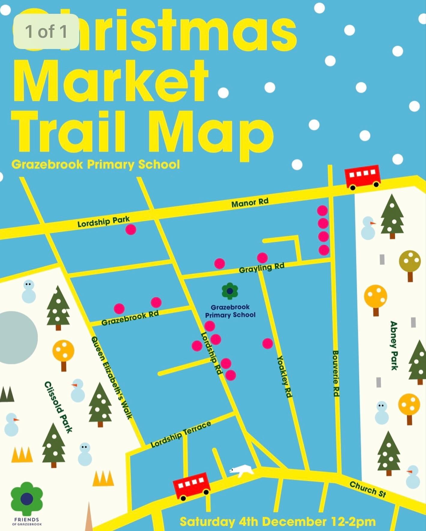 Whoop! Our Christmas Market Trail is go! 
Join us this Saturday from 12-2pm - follow the dots for festive fun. Expect bakes, cakes, toys, books, games, face-painting, mulled wine, crafts, tombola and more 🎄
.
.
#stokenewington #stokenewingtonn16 #st