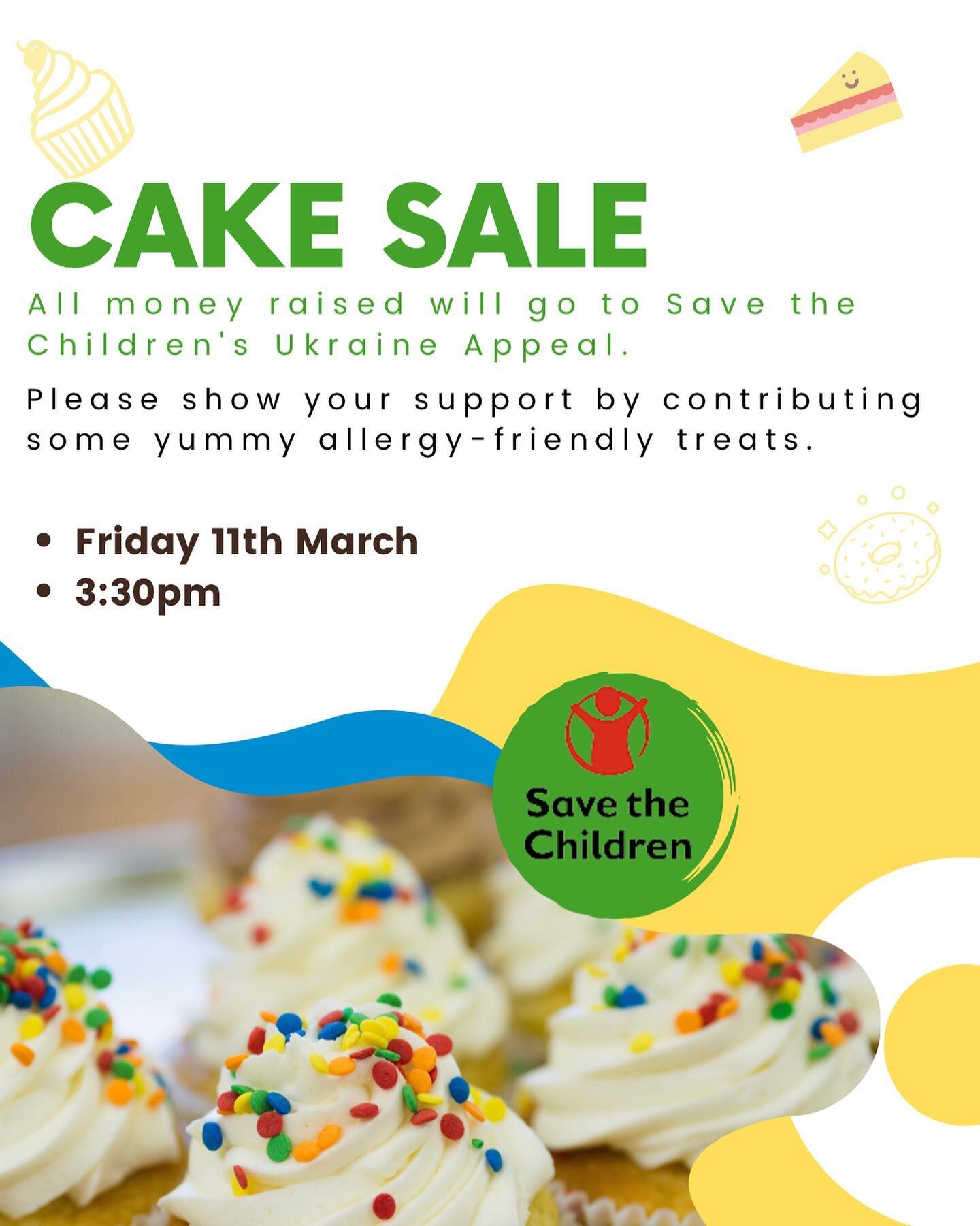 On Friday 11th March Grazebrook Primary School will be hosting a cake sale and all proceeds will be donated to the Children's Ukraine Appeal.  Please help us show our support by contributing some yummy, allergy friendly home made treats.
 
Please dro