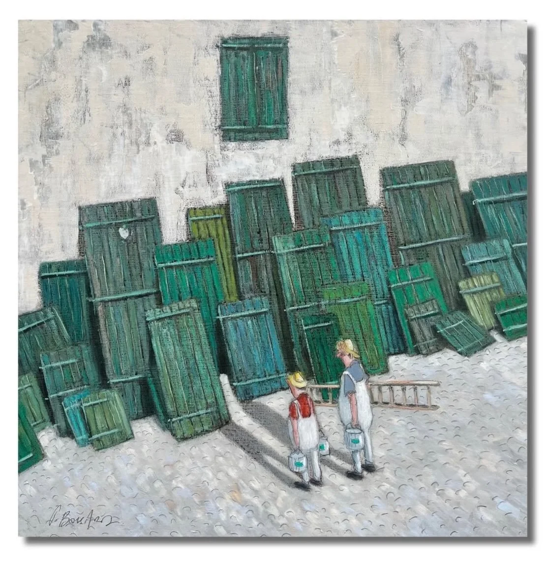 Qui a oubli&eacute; de fermer ses volets le 31 au soir? 
.
Clin d&rsquo;&oelig;il de @thomasbossardpainting &agrave; cette tradition retaise et plus particuli&egrave;rement boitaise, et pens&eacute;es sinc&egrave;res aux propri&eacute;taires qui ont 