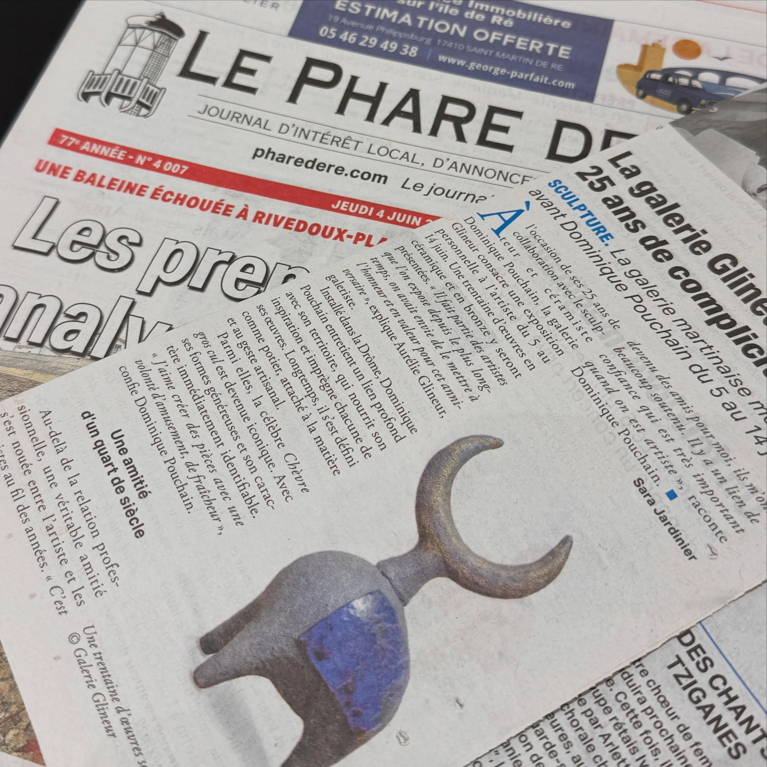 Merci le @lepharedere pour ce bel article sur notre exposition de @dominiquepouchainofficiel ! 

Rendez-vous ce soir &agrave; 18h avec l&rsquo;artiste! 

#galeriedart #galerieglineur #dominiquepouchain #artcontemporain #saintmartindere