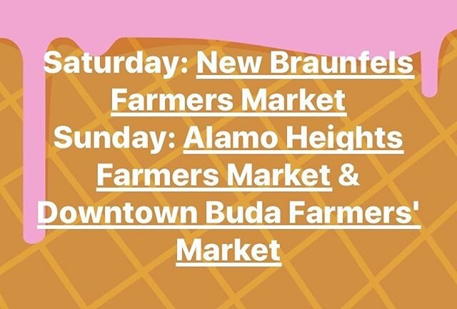 Join us for one of our markets this weekend 😊 We will be in New Braunfels, San Antonio &amp; Buda!