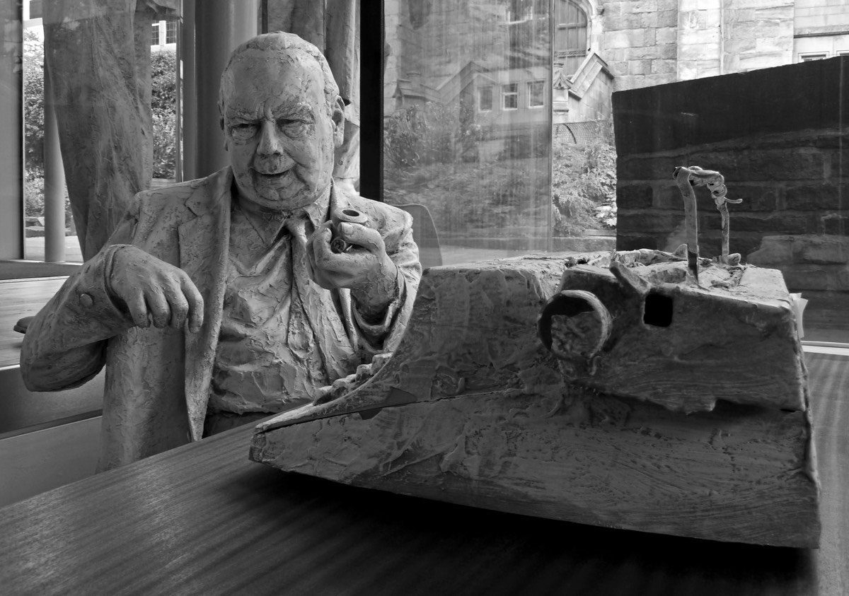 2) A statue depicting Priestley at his typewriter. Copyright © Tim Green