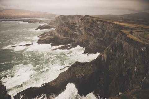 The Irish coast. This is likely the sort of cliff-face Heaney was envisaging in ‘Storm on the Island.’