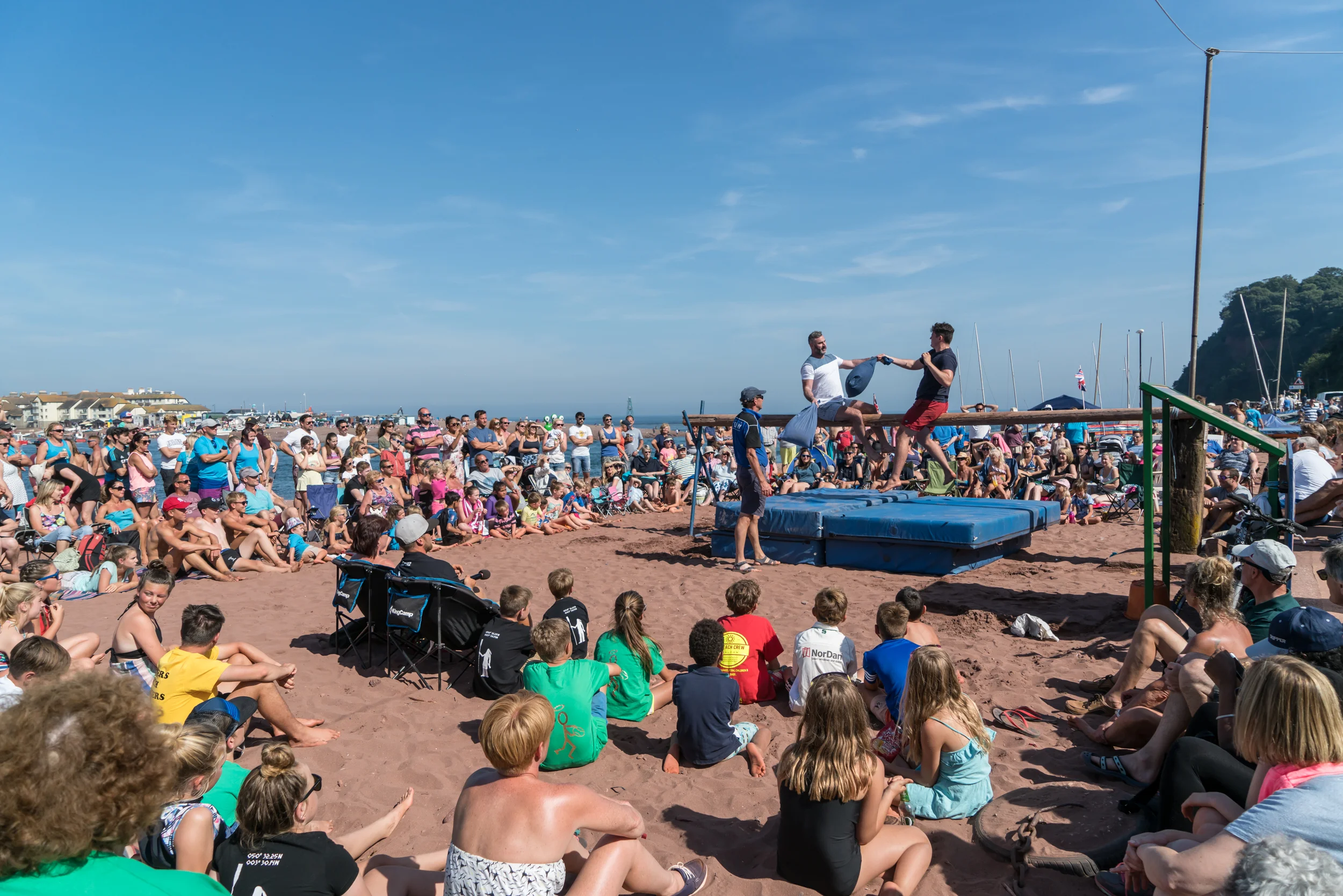 The pillow fight on the last Monday of regatta week always draws the crowds!