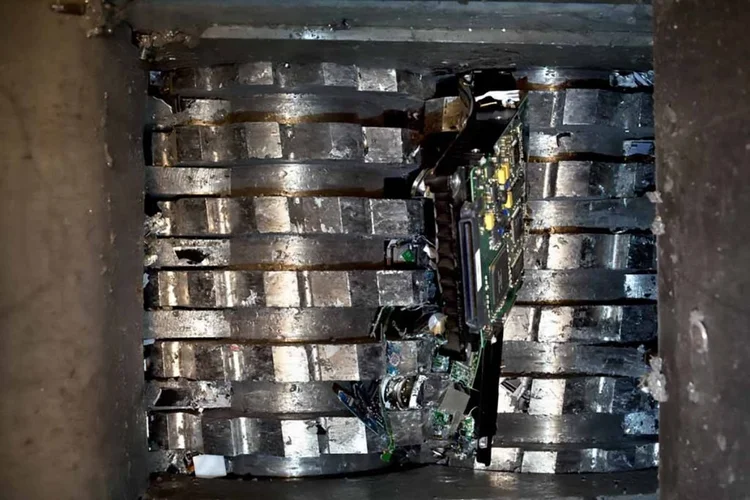 Hard drives being shredded
