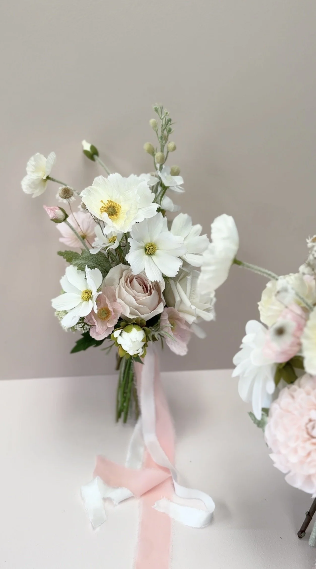 White and Pink Richmond Bridesmaids/Bridal Party Bouquet