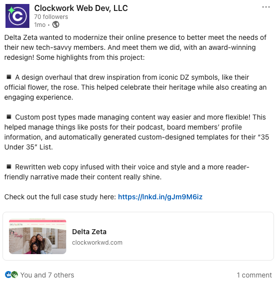 LinkedIn post for Clockwork, 2025