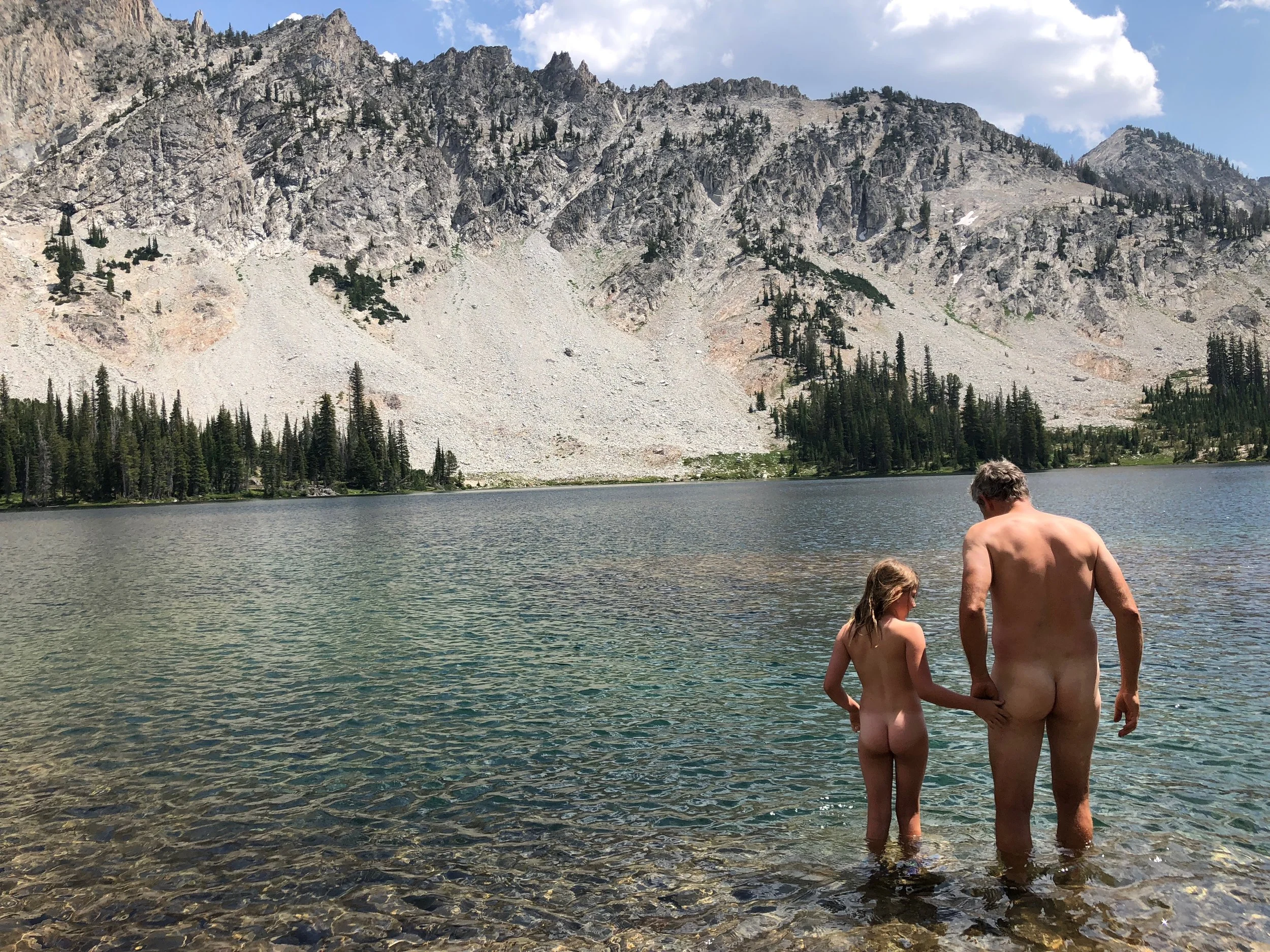 Isla and John getting ready fora dip!