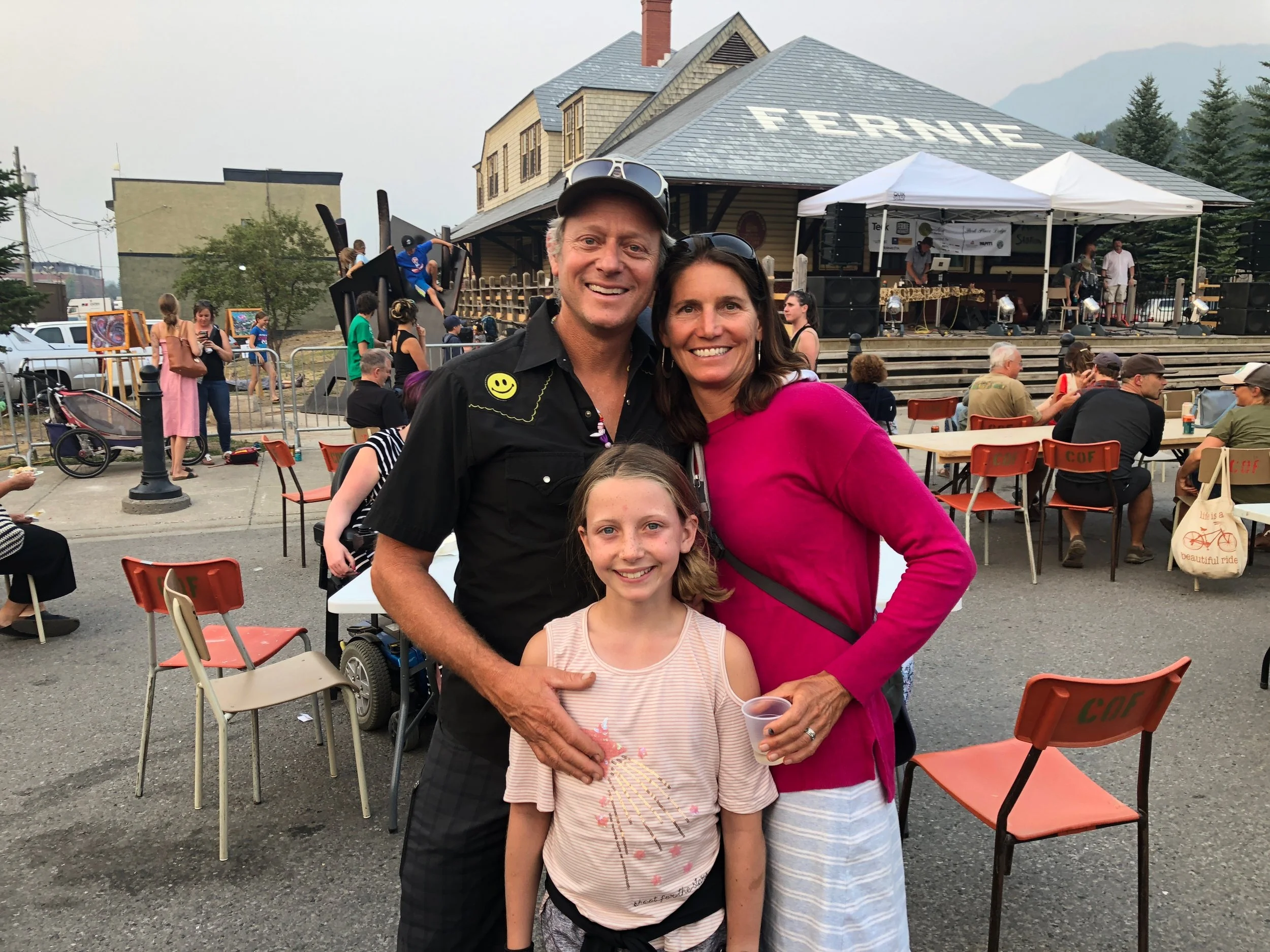 Enjoying the Wednesday “Outdoor Concert Series” in downtown Fernie, BC.