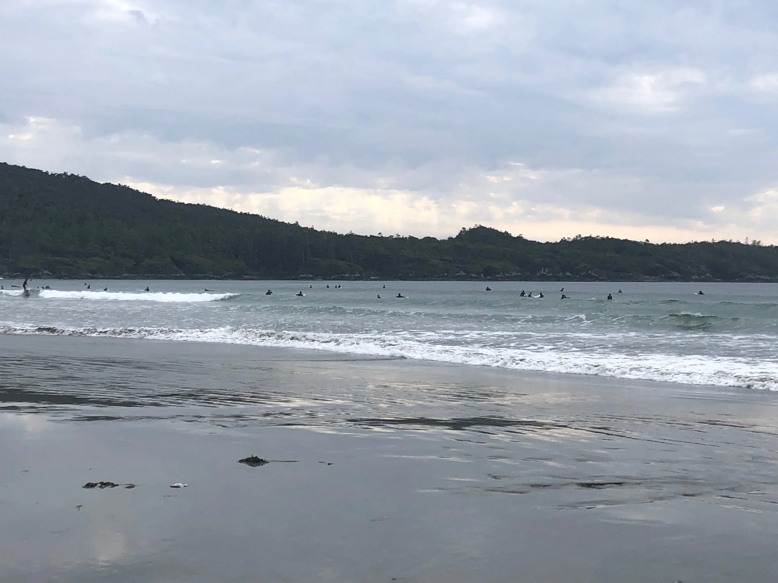 There were so many surfers in the water