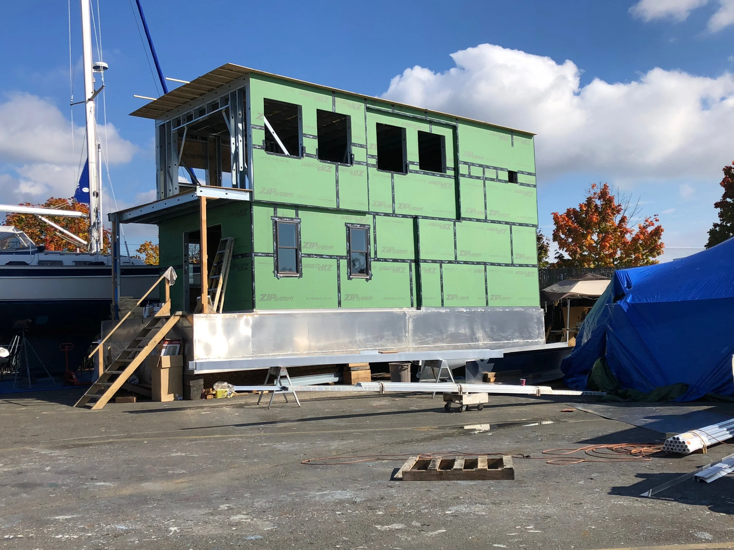 The houseboat Jeremy is building