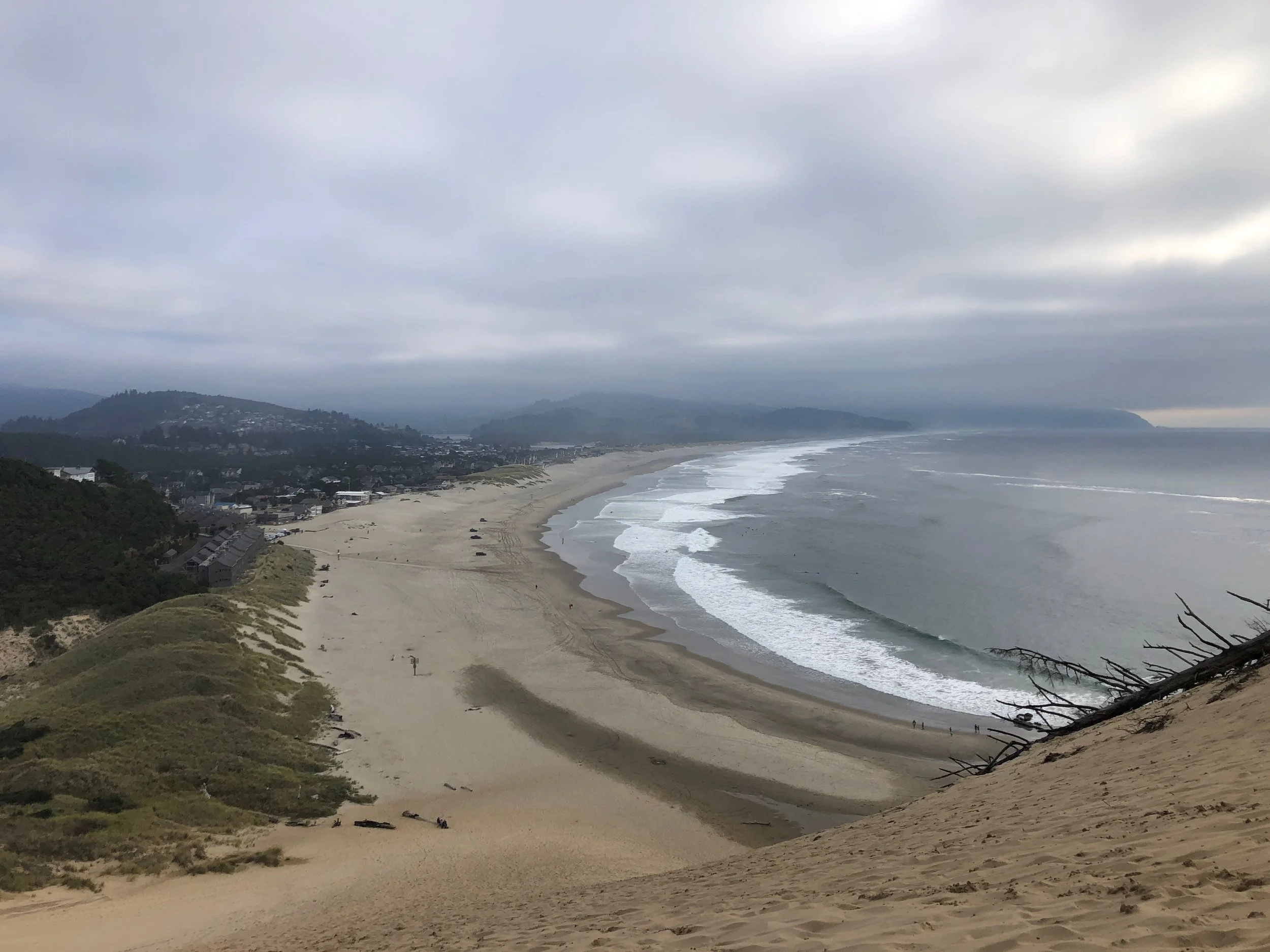 Looking down over Pacific City from the sand dune