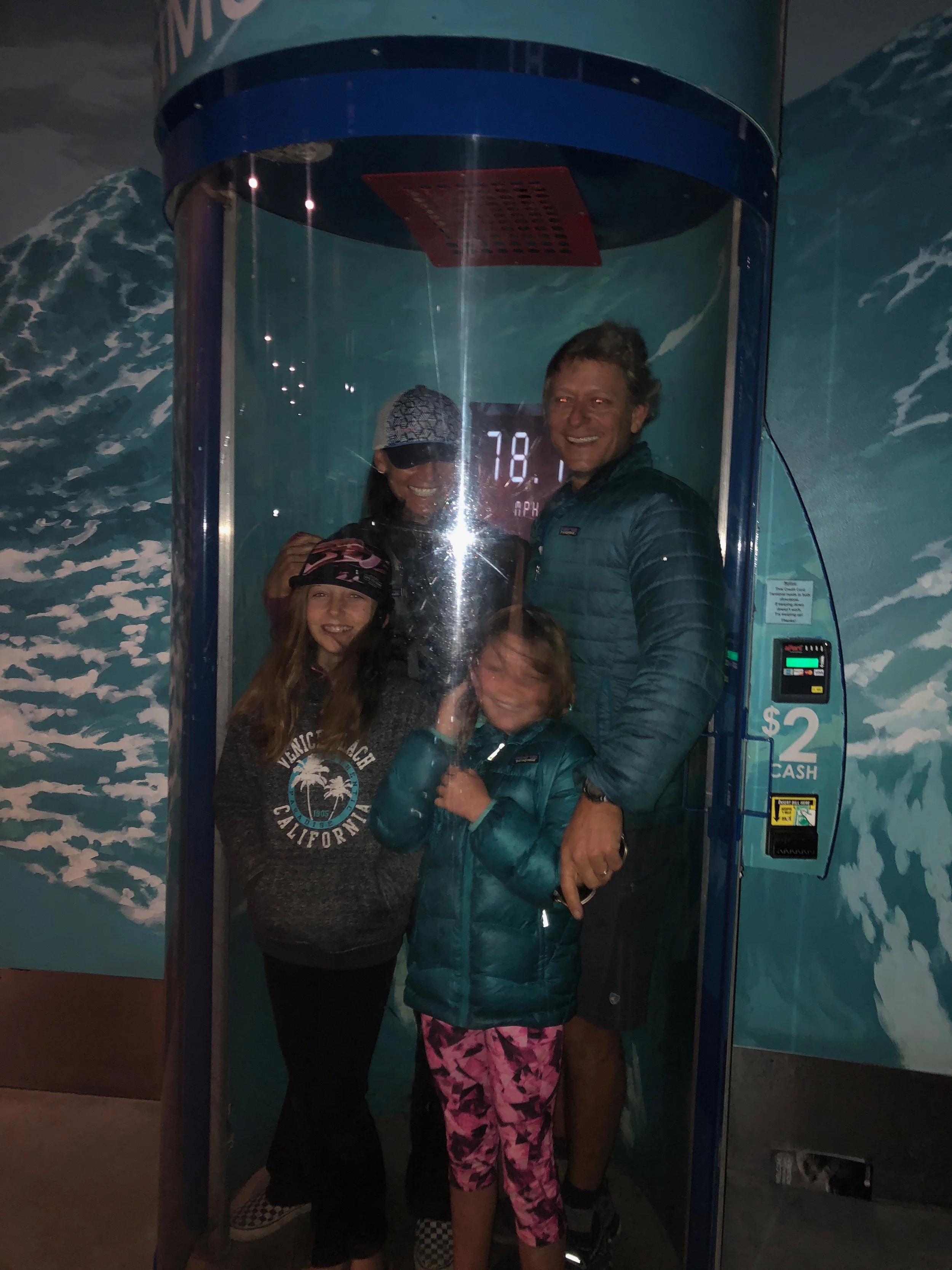 The Shaw family in the hurricane simulator!