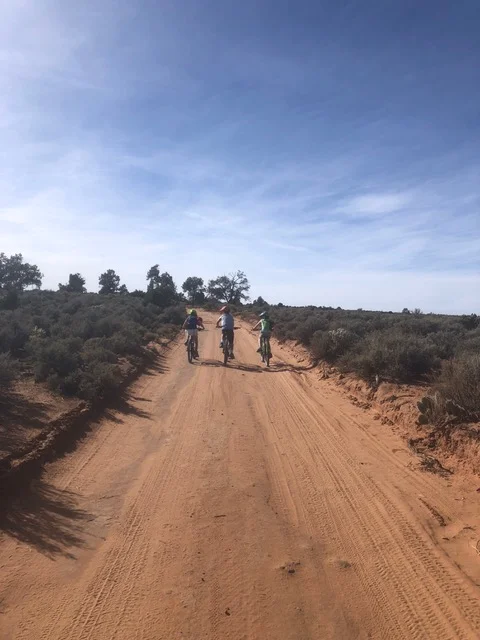 The three kids leading the way, Isla, Raleigh, & Ellie