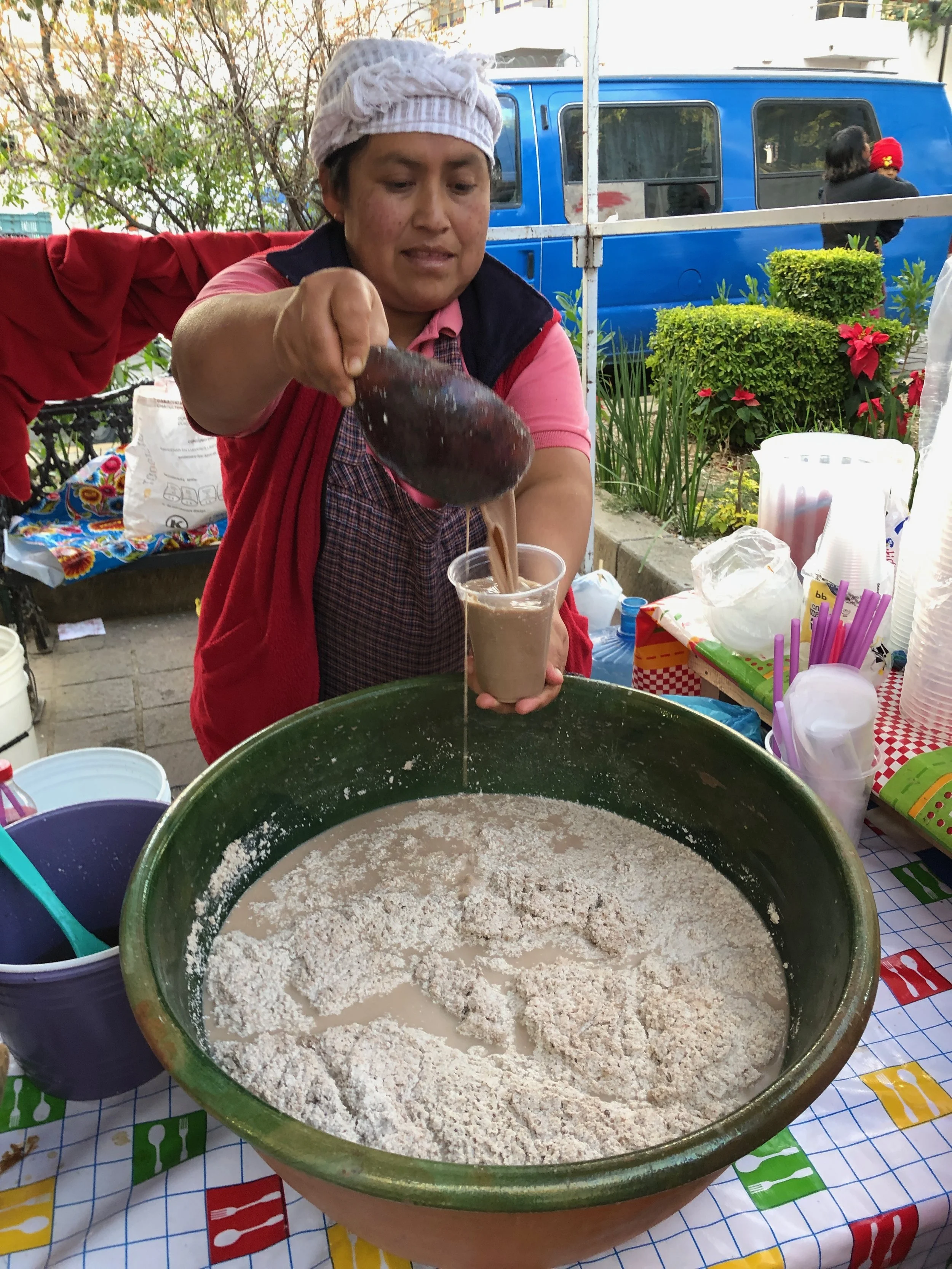 Getting some “tejate” - at first we were a little intimidated to try it, but its delicious!
