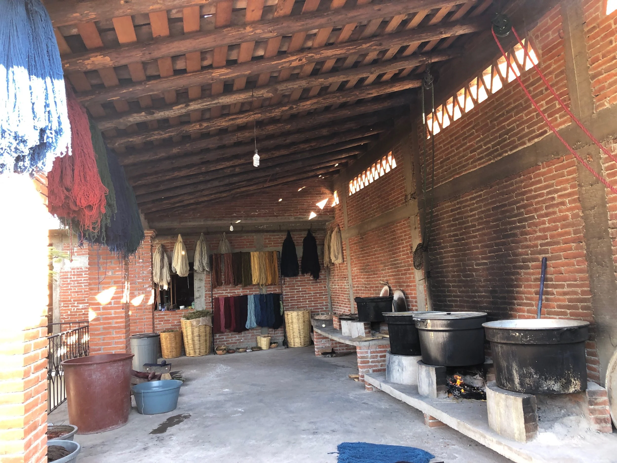 The area where the yarn is dyed and dried