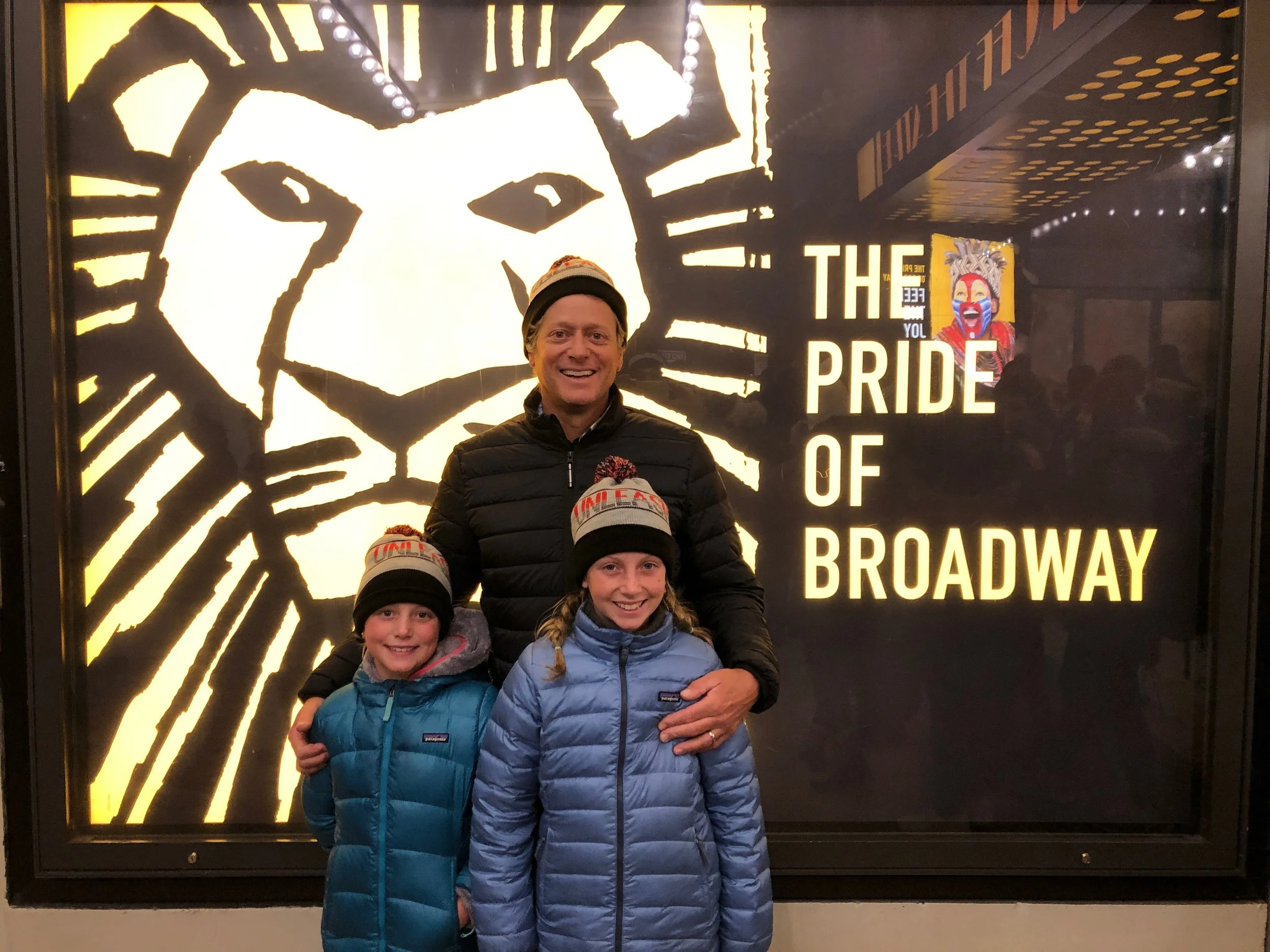 John and the girls outside the theater