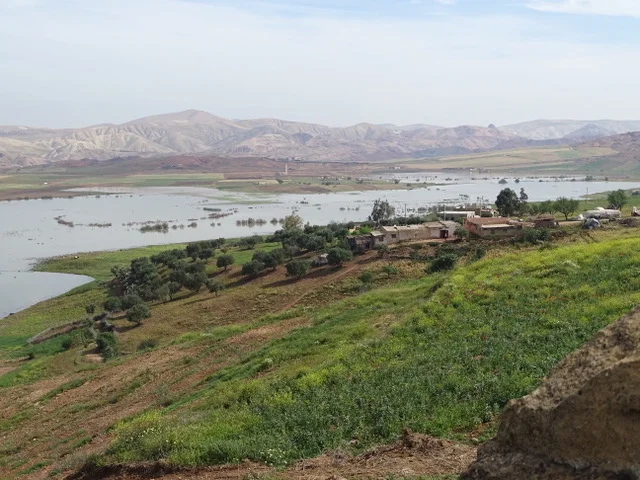 The edge of a reservoir we passed on our way to Volubilis
