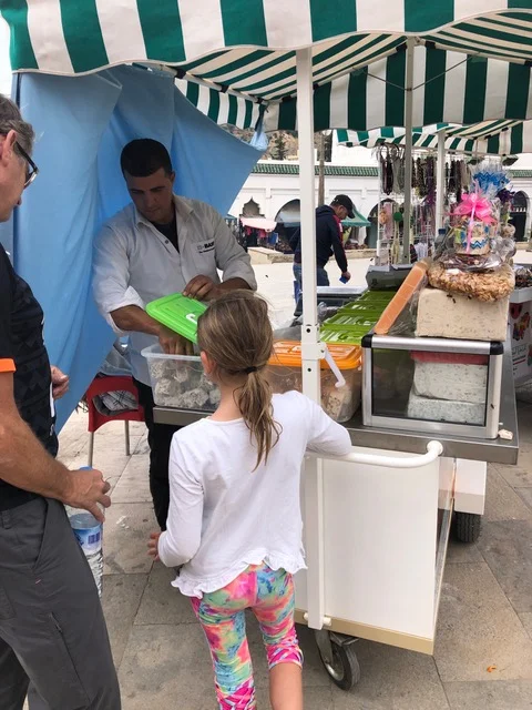 Buying nougat - which the town is famous for