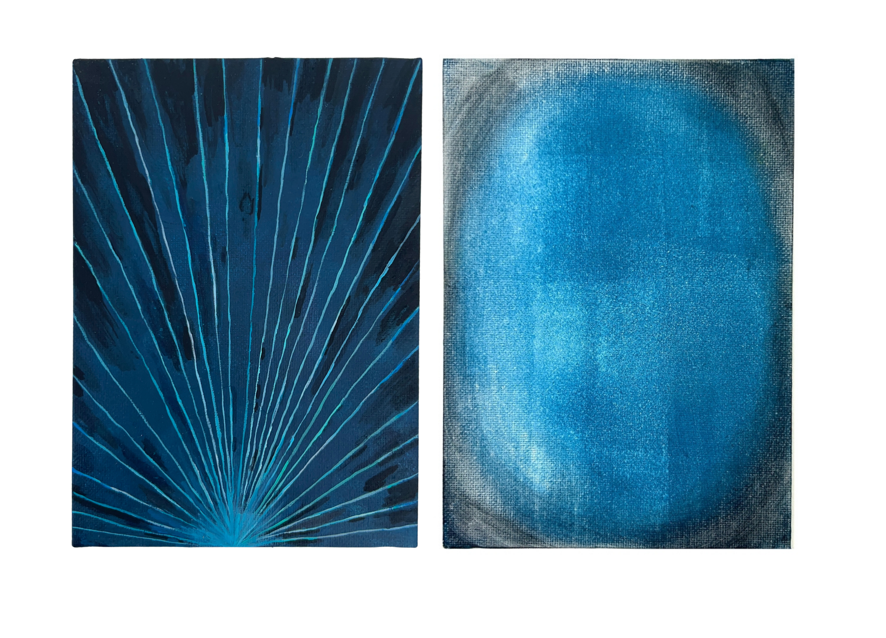 Cause & Control, 2025/2026 acrylic & oil on canvas board 7 x 5 inches each