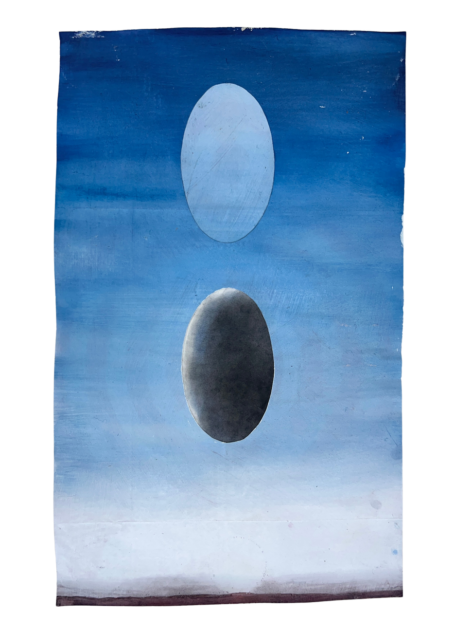 Open, 2026,  acrylic & collage on paper,  21 x 13 inches