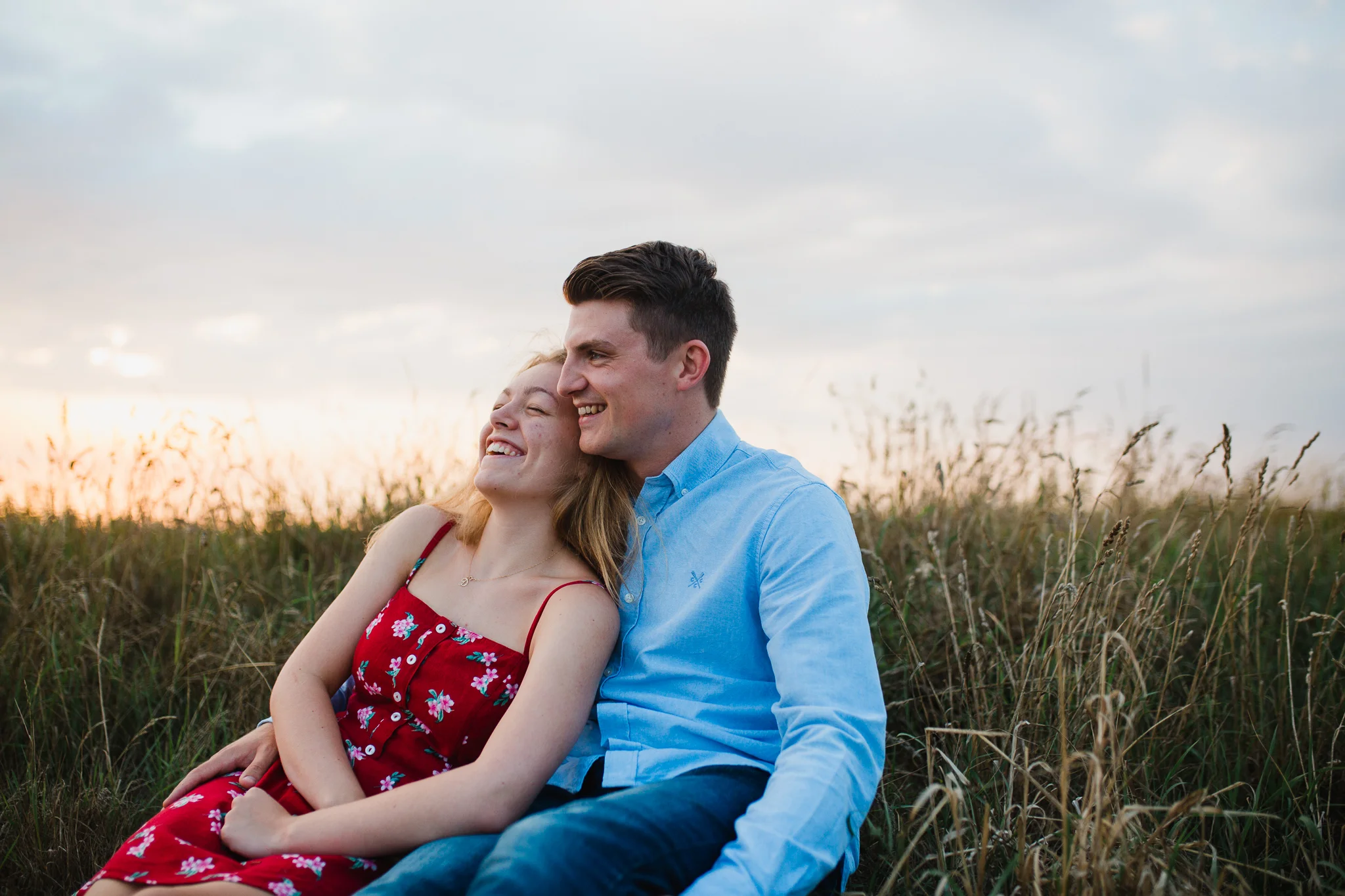Southport Engagement couple portrait at sunset