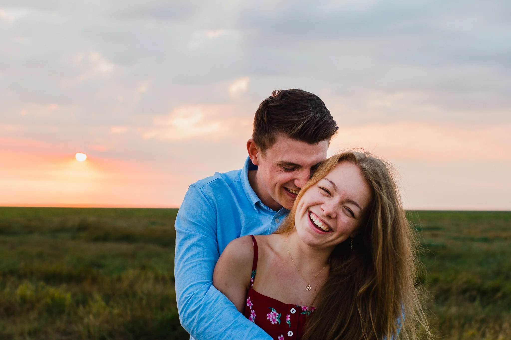 Southport Engagement couple portrait at sunset