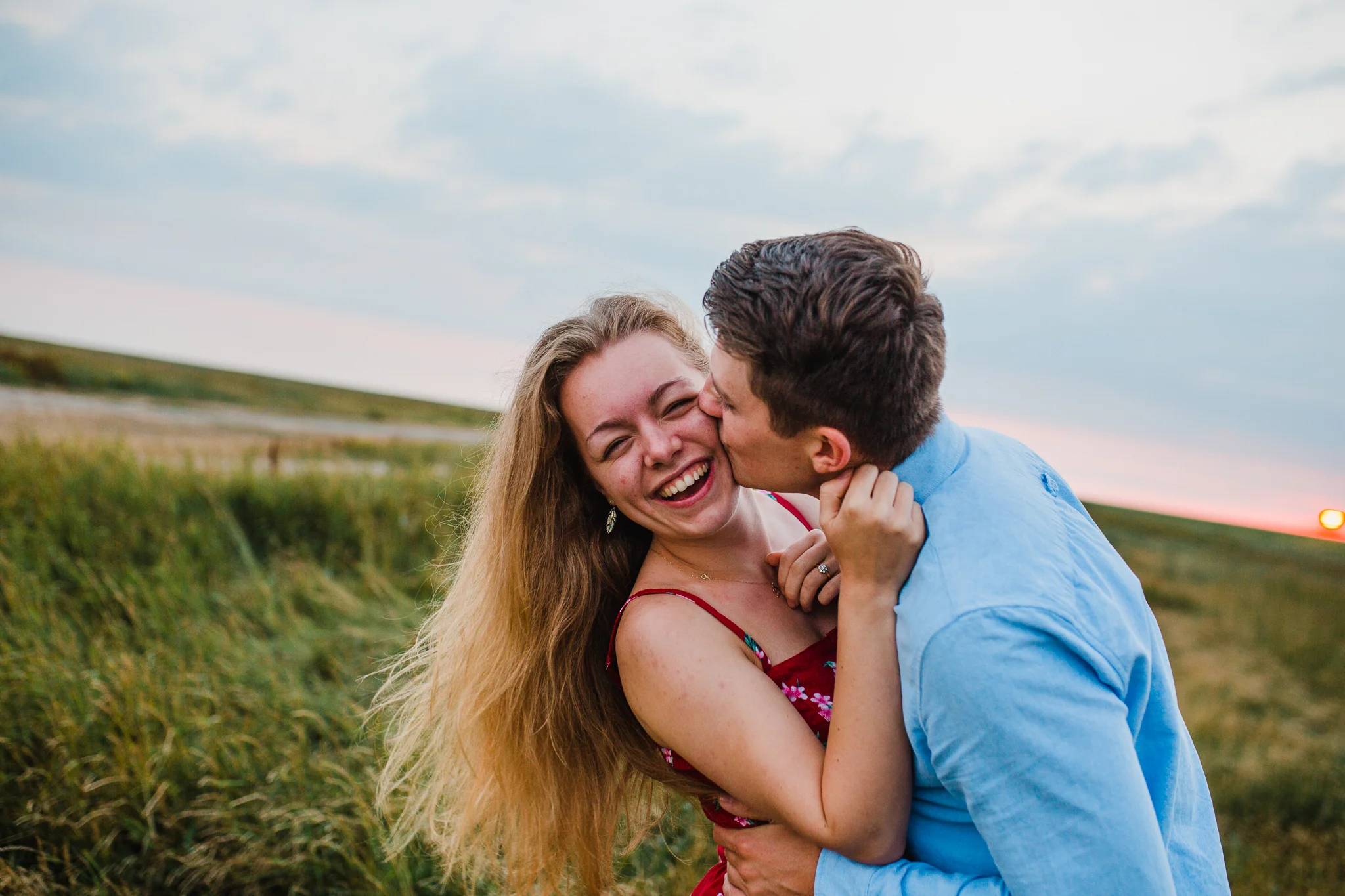 Southport Engagement couple portrait at sunset