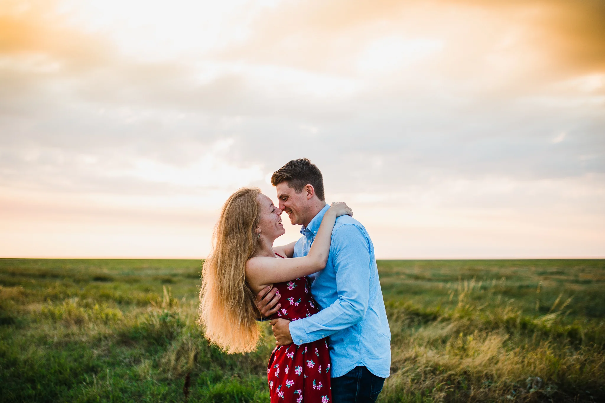 Southport Engagement couple portrait at sunset