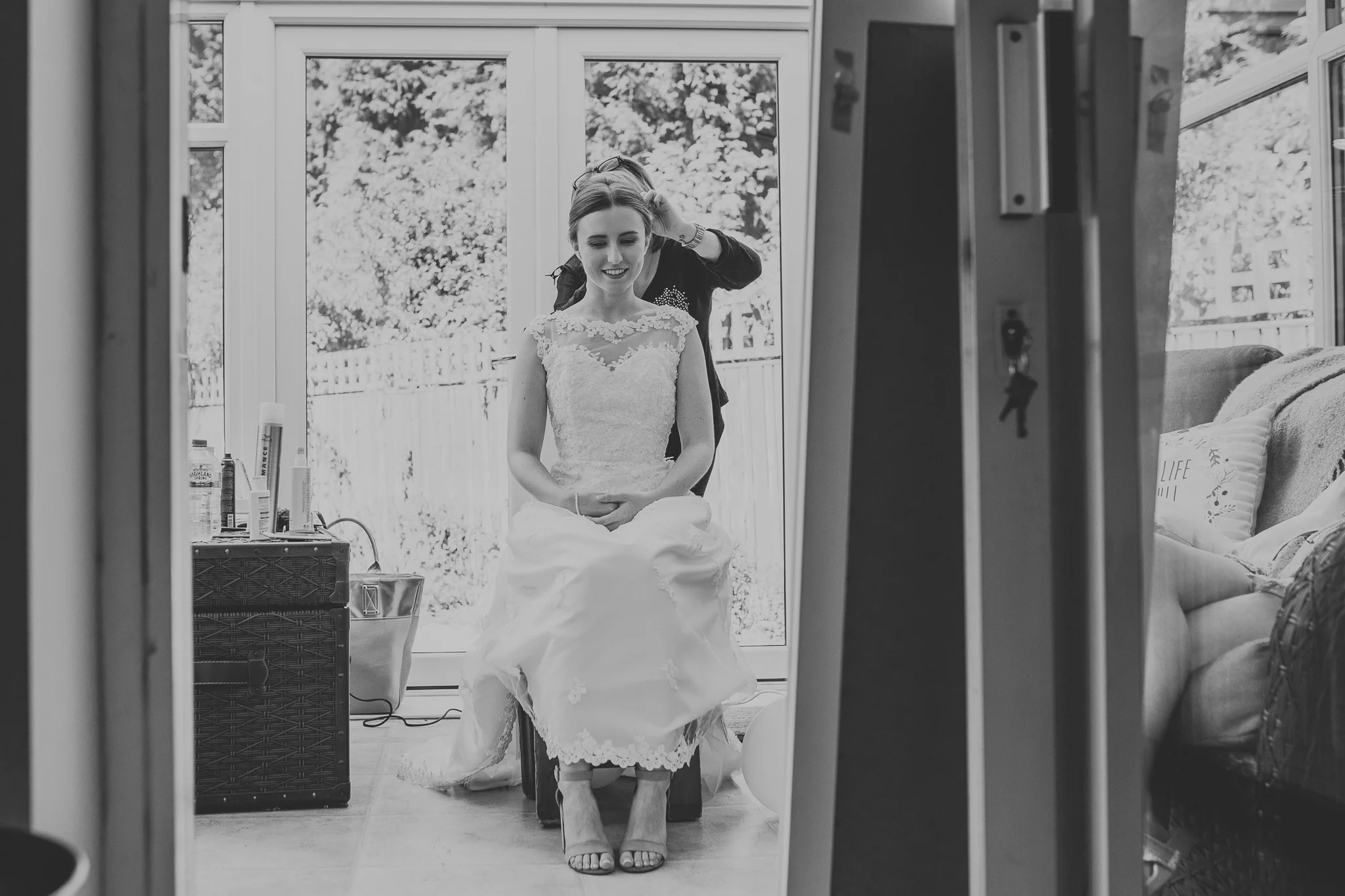 Jess and Ben - Liverpool Wedding - Jess having her hair done