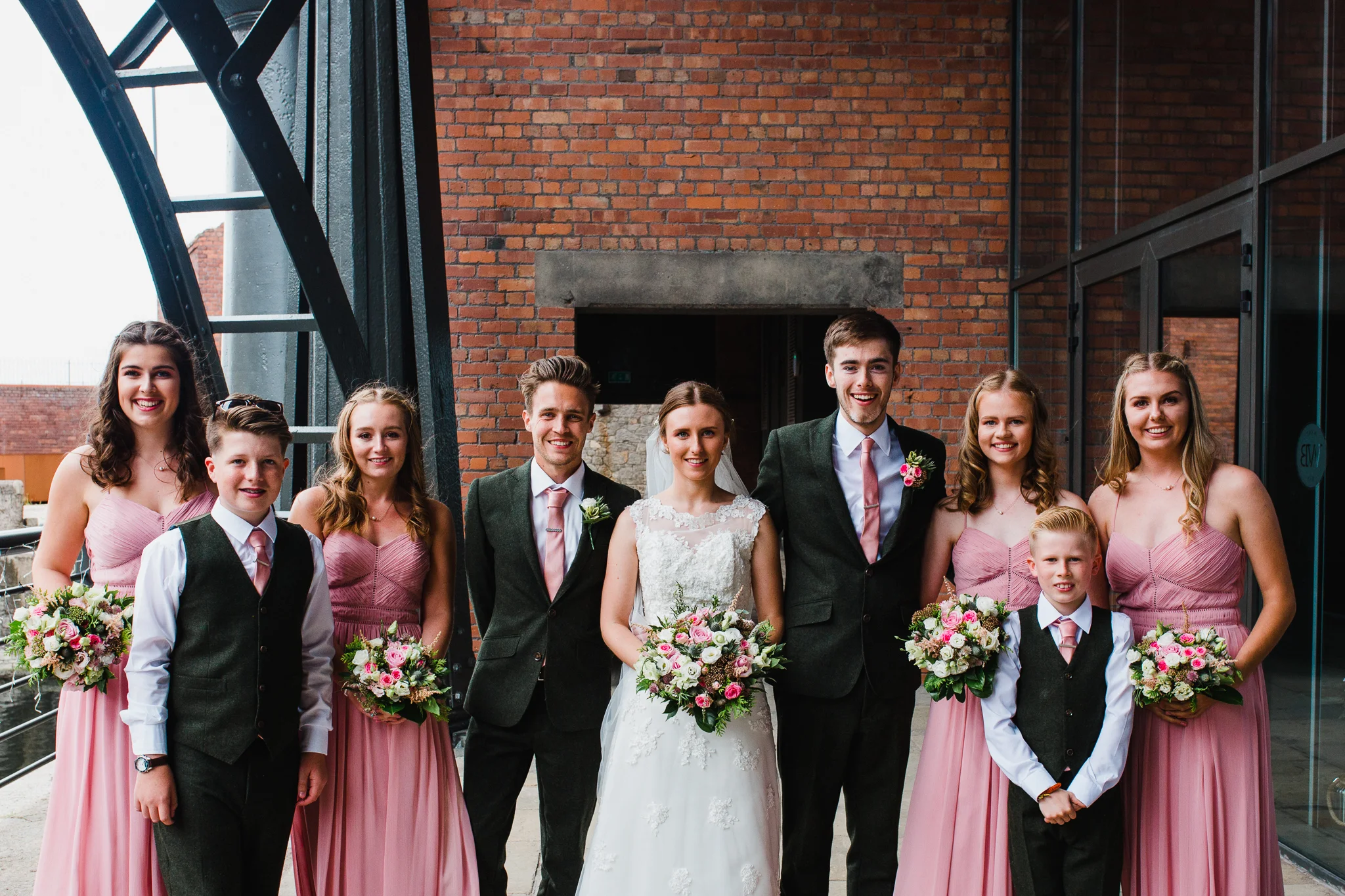 Jess and Ben - Liverpool wedding - bridal party group photo