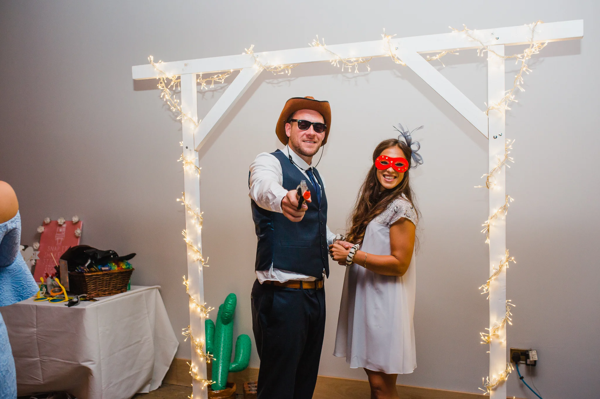 Jess and Ben - Liverpool wedding - wedding guests at the Photo Booth