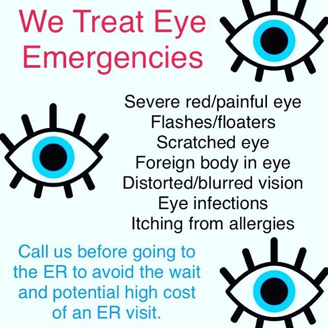 Call/email us with any eye issues you&rsquo;re having! We can help!