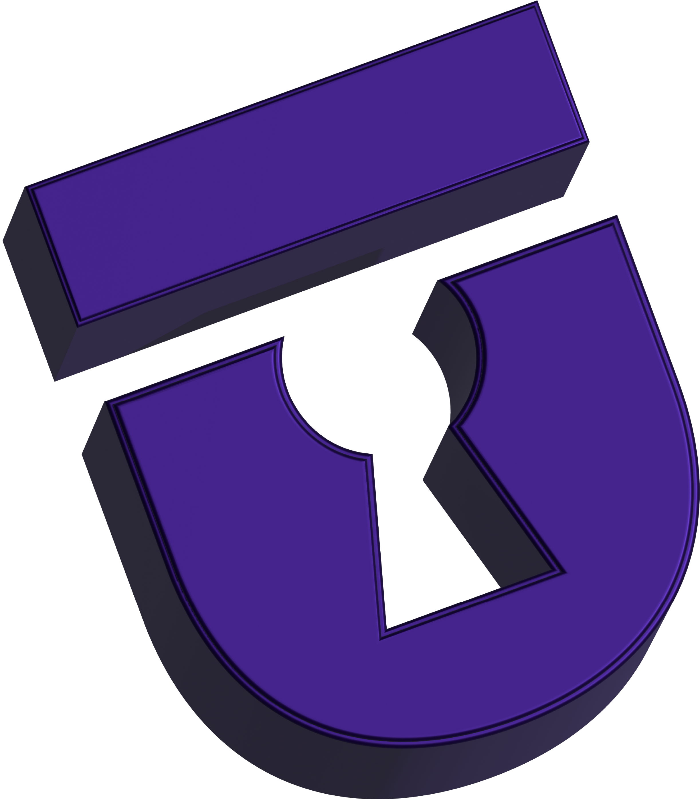 A 3D graphic of an unlocked padlock with a purple body and shackle.