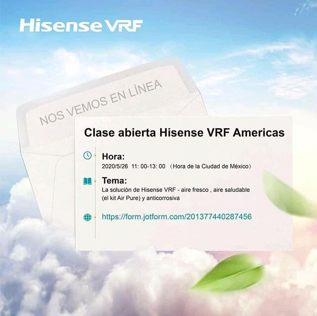 Capacitación HISENSE VRF. Registro en link de nuestra biografía. 
https://form.jotform.com/201377440287456.