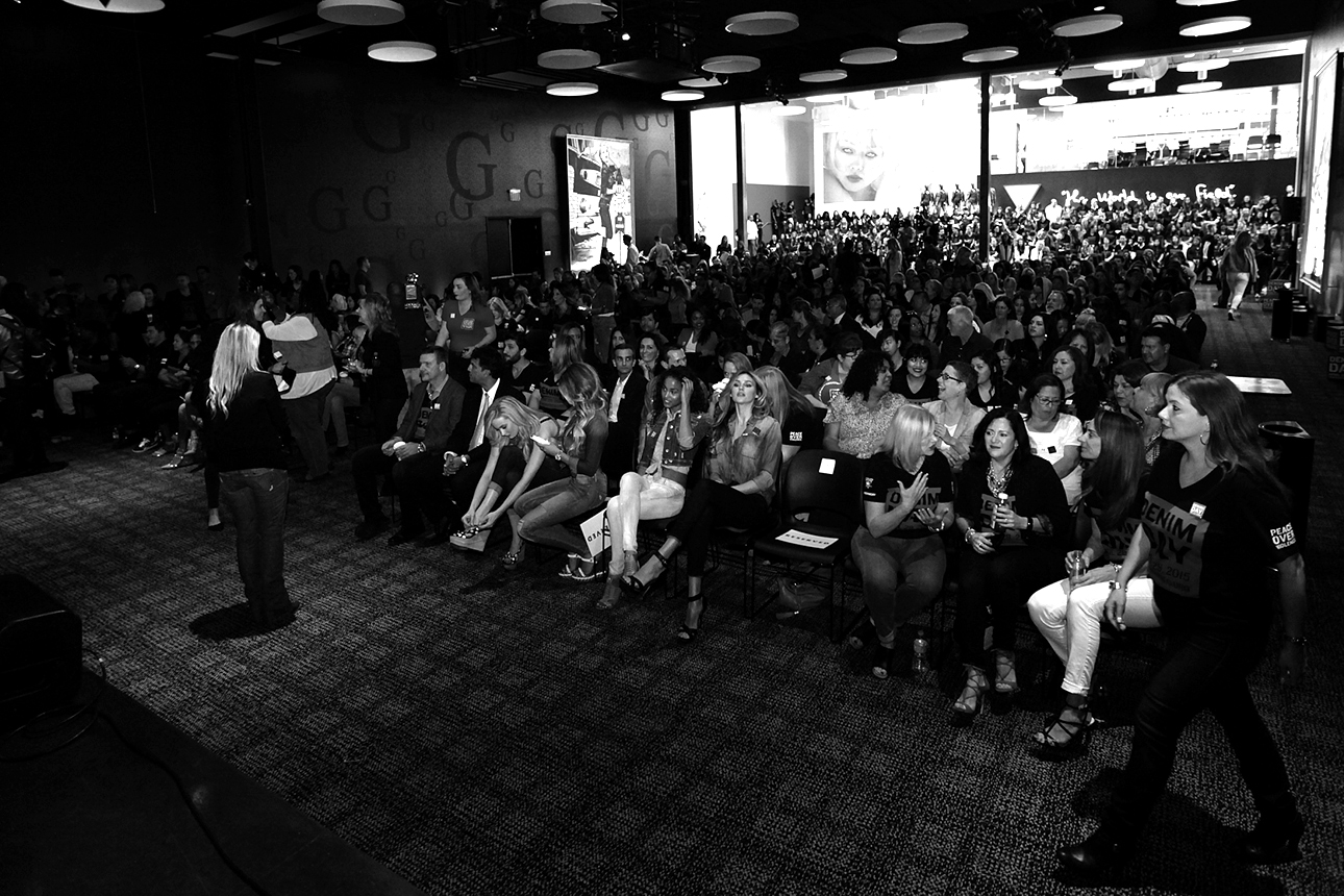  The audience at the Denim Day Press Event at GUESS? Inc. Headquarters on April 29, 2015 in Los Angeles, California. 