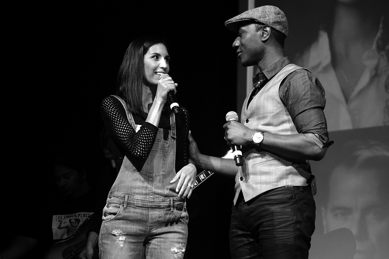  Maya Jupiter and Aloe Blacc, POV/Denim Day Spokespeople at GUESS? Inc. Headquarters on April 29, 2015 in Los Angeles, California. 