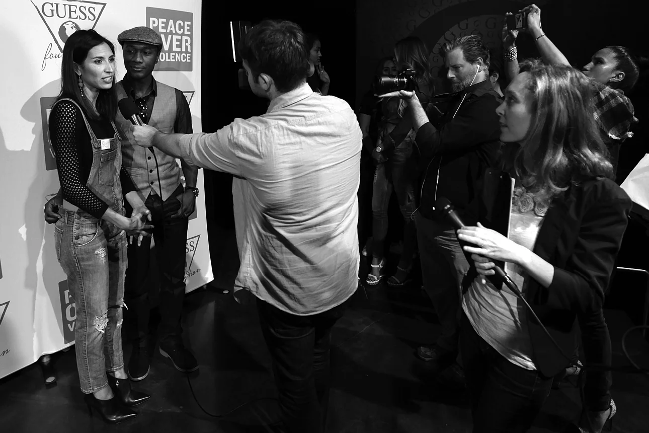 Maya Jupiter & Aloe Blacc at GUESS? Inc. Headquarters on April 29, 2015 in Los Angeles, California.