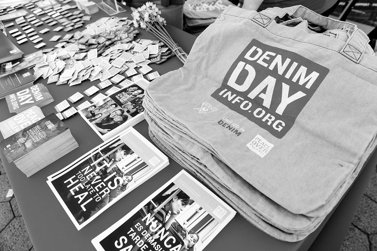Pop-up on the Promenade, spreading the word about Denim Day and Peace Over Violence services.
