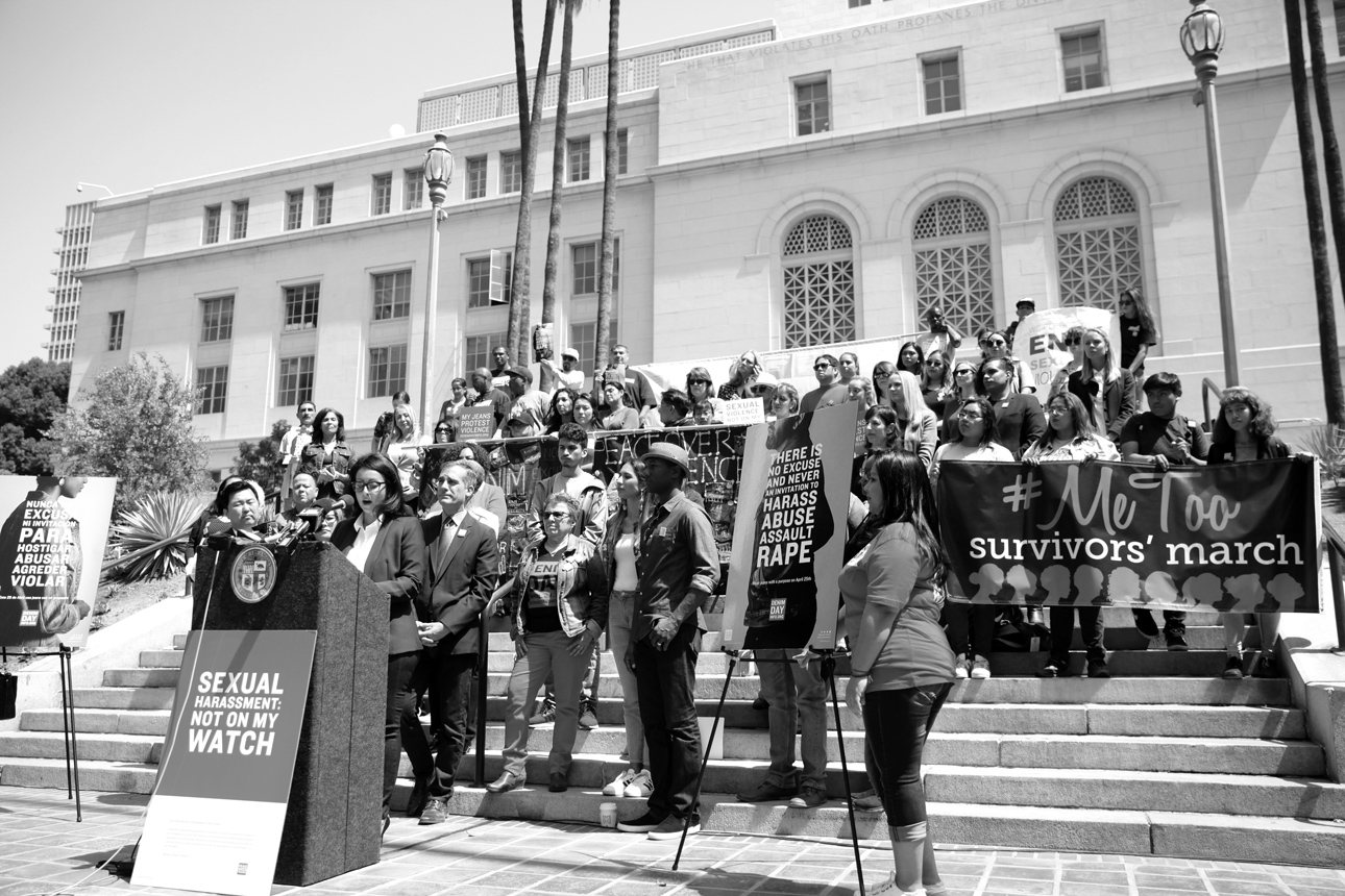  Councilwoman Nury Martinez gives her Denim Day remarks. 