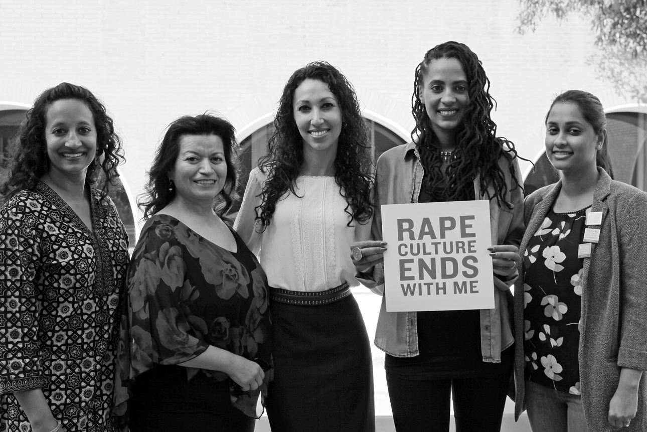  Moderator Dr. Sumun L. Pendakur and panelists Dr. Elizabeth Reyes, Dr. Nooshin Valizadeh, Kamilah Willingham and Payal Sinha, Esq. spoke at "Reclaiming Our Time: Talking and Making Space for Women of Color in Healing Sexual Trauma" at USC. 