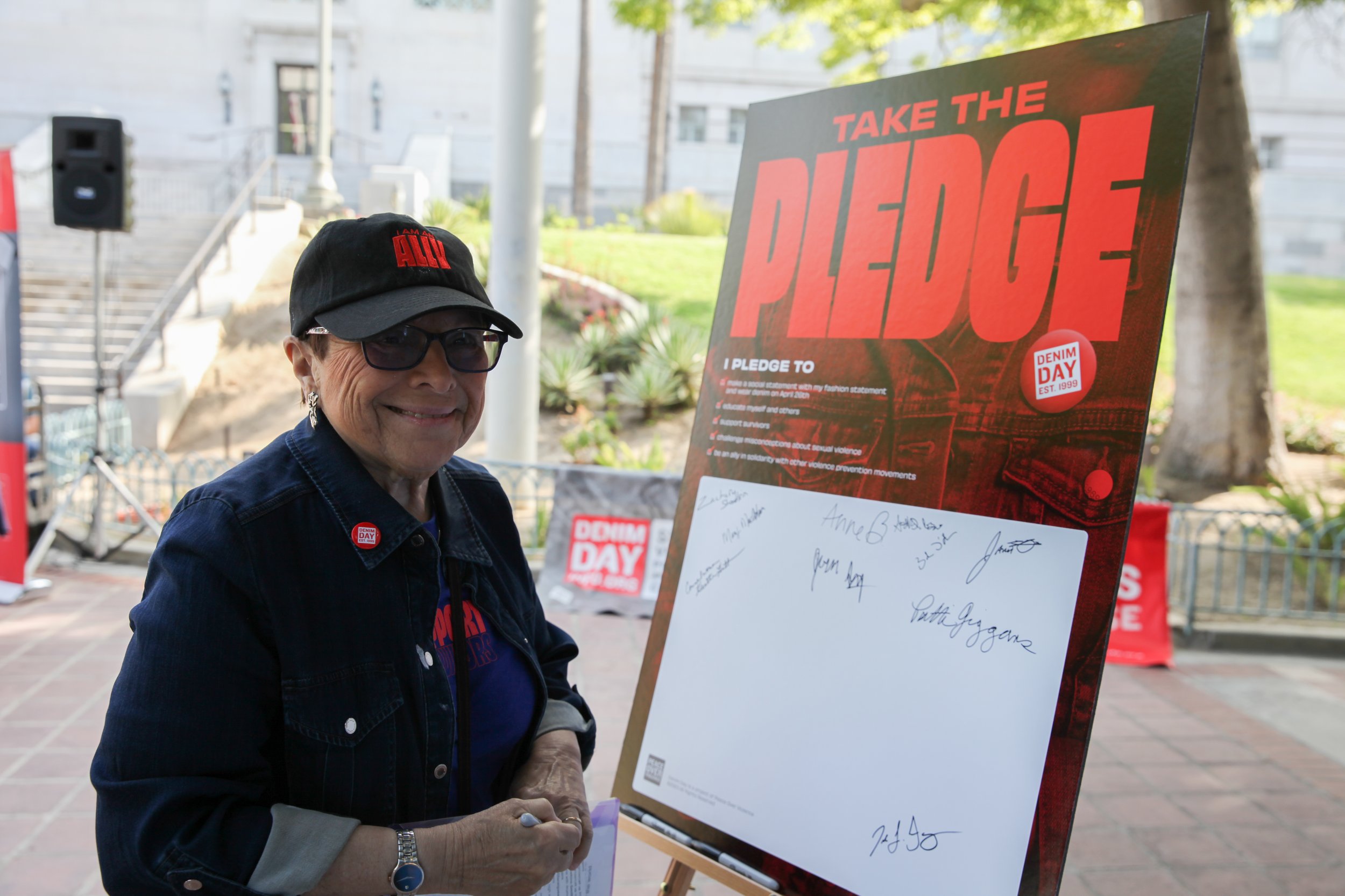 Patti Giggans taking the Denim Day Pledge